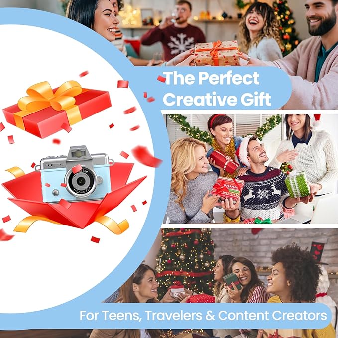 Mini Keychain Camera,2K Retro Digital Camera with 1.47‘’ Flip Screen & Built-in Flash for Selfies - Includes 32GB SD Card, Strap - Perfect for Travel, Concert, Vlogging