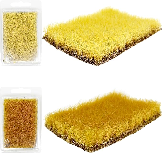 Woohome 2 PCS Model Grass Tufts Resin Static Scenery Model, Artificial Grass for Building Model, DIY Miniature Train Landscape Terrain Railway Scenery Decorations, Yellow