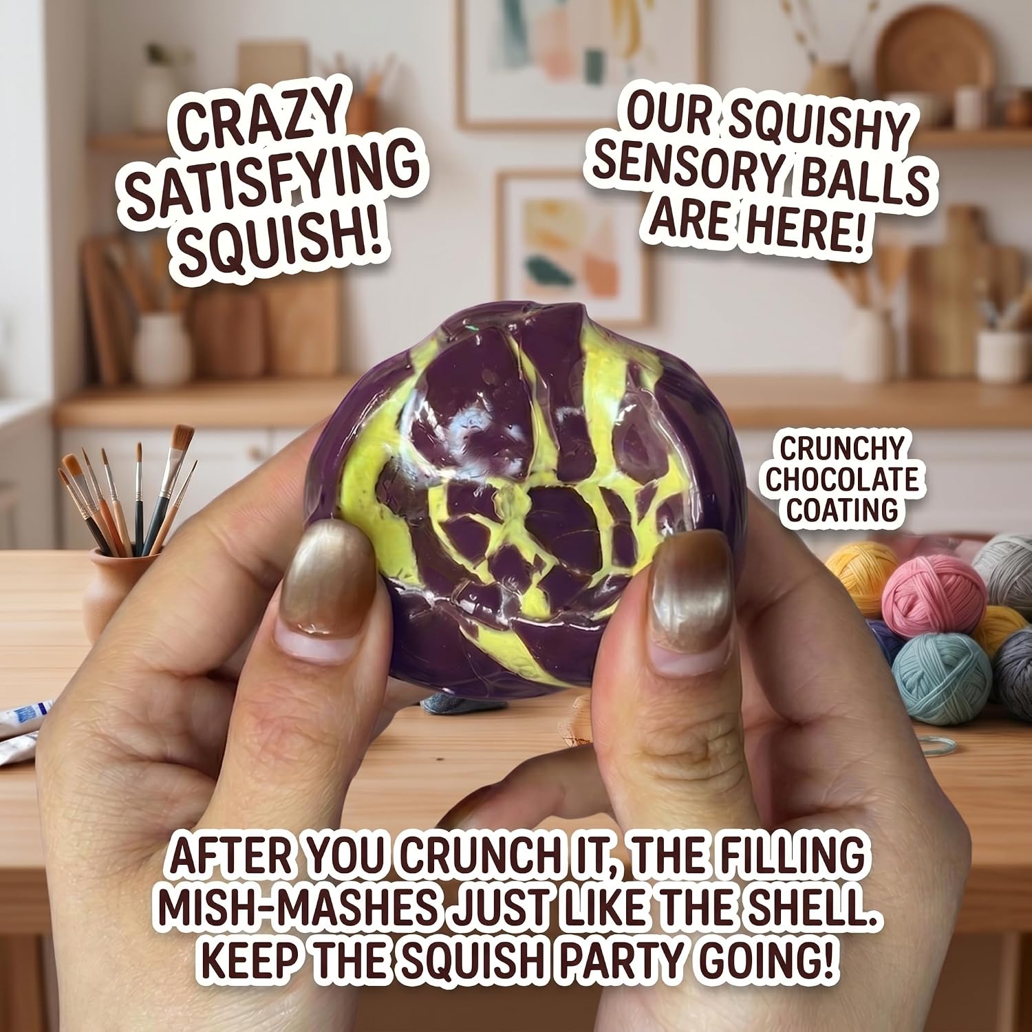 Wax Cracking Squishy Stress Balls, 12 Pack Handmade Wax Squishy Ball with Crunchy Cracking Shell, Premium Wax Cracking Stress Balls for Stress Relief, Packaged in Elegant Gift Box