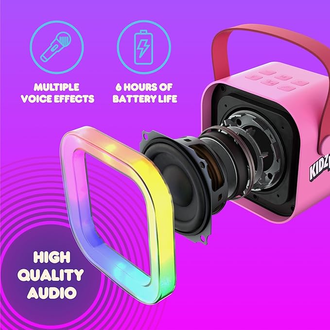 Move2Play, Kidz Bop Mini Karaoke Machine for Kids | Official Kidz Bop | Bluetooth Speaker with Microphones | Toddler Music Toy | Christmas Stocking Stuffer | Girls & Boys Age 2, 3, 4, 5, 6+