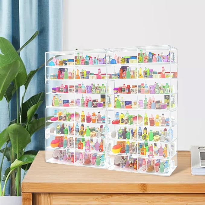 8 Slots Mini Brands Display Case,Plastic Mini Brands Storage Case Collector Toys, Shopkins Real Littles, Mini Mart Storage Organizer(4 Pack-32 Slots)