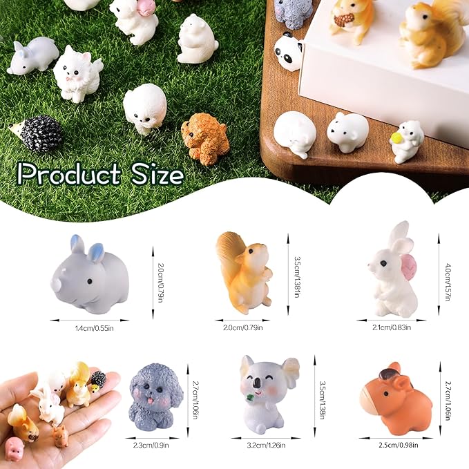 150pcs Mini Resin Animals, Small Plastic Animals for Fairy Garden Miniature Dollhouse Accessories Hide Crafts Decor Mini Resin Figures for Aquarium Toys Tiny Animal Figurines