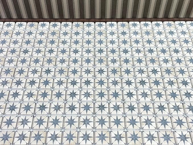 150 pcs, Dollhouse Flooring, 1:12 Scale Doll House Tiles, Miniature Checkerboard Floor, REDUCIO! (Victorian Star)