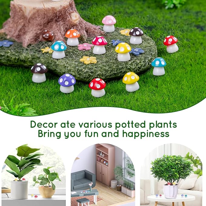 135 Pcs Mini Resin Mushrooms Figurines Bulk,9 Colors Tiny Resin Figures for Fairy Garden Decor,Dollhouse Miniature Decor,Terrarium Glass Animals Accessories