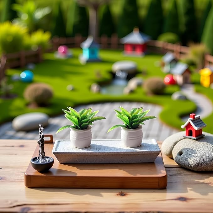 2 Pieces Dollhouse Decoration Plant Pots Miniature Green Potted Bonsai Model Dollhouse Accessories Decor,1:12 Scale Doll House Miniature Plant Model, DIY Decoration Props Accessories