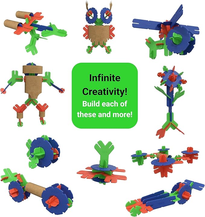 Box of YOX, Creative Educational Building & Construction STEM Toy Set for Kids, Learning Toys for Children Ages 4-10, Boys & Girls Fun Gift, Preschool & Classroom Toys, 50 Parts, Storage Box Included