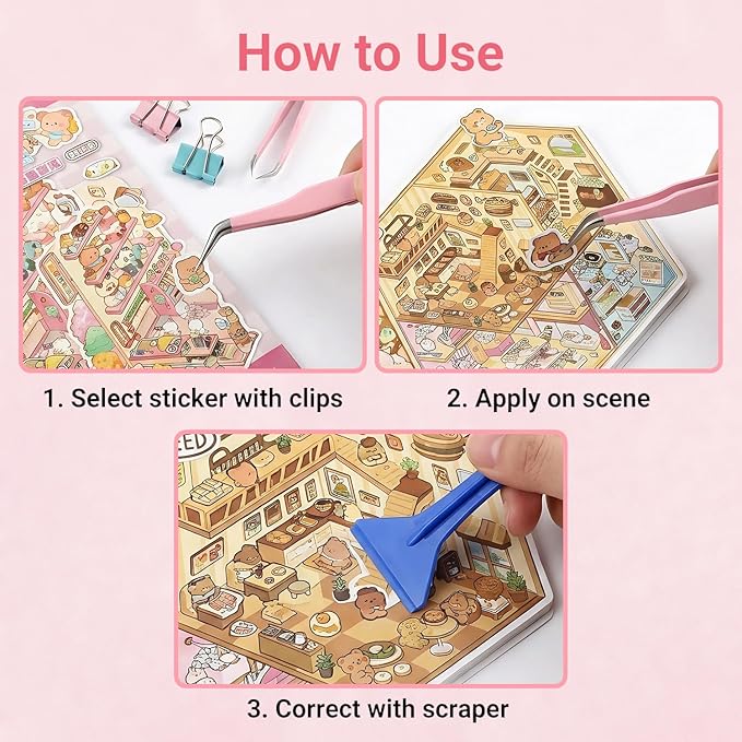 DIY Adult Sticker 3D Pop-Up Scene Book Deluxe Set | 11-Piece All-in-One Professional Creation Solution (Includes 86 Pages with 38 Scenes), Tools & Storage System