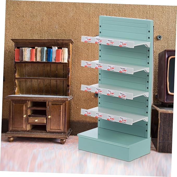 Milisten Mini House Rack Miniature Display Shelf for Dollhouse Decoration Material Toy Storage Organizer for Collecting Scene Setup Mini Supermarket Room Decor