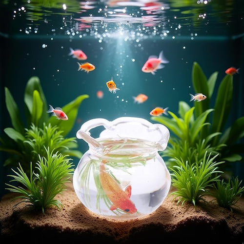 1Pcs Multicolour Mini Round Fish Tank Realistic Glass Decor for Dollhouse Display Captivating Miniature for Crafts Ornaments Handmade Landscape,Miniature Goldfish Bowls,Dollhouse Accessories(Gold)
