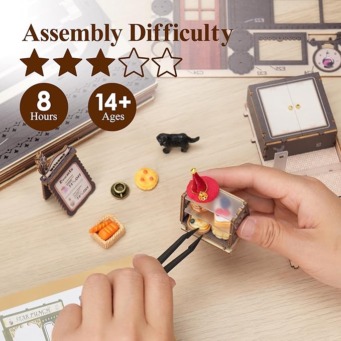 BenBen DIY Miniature House Kit, Mini House Building Kit with Furniture for Adults, Teens, Wooden Tiny Dollhouse Diorama Model Craft Kits, Hobbies & Gifts for Family and Friends(Potion & Cake)