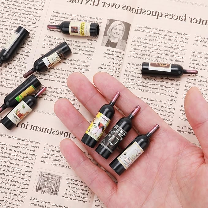 Simarro Dollhouse Wine Bottles - 10pcs Miniature Red Wine Bottles for Model Window Display