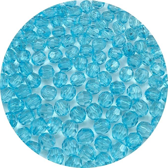 Jmassyang 100 Pieces 12mm Acrylic Round Faceted Beads Plastic Loose Spacer Beads Colorful with Hole for Jewelry Making DIY Bracelet Necklace Earring Keychain(Aquamarine)