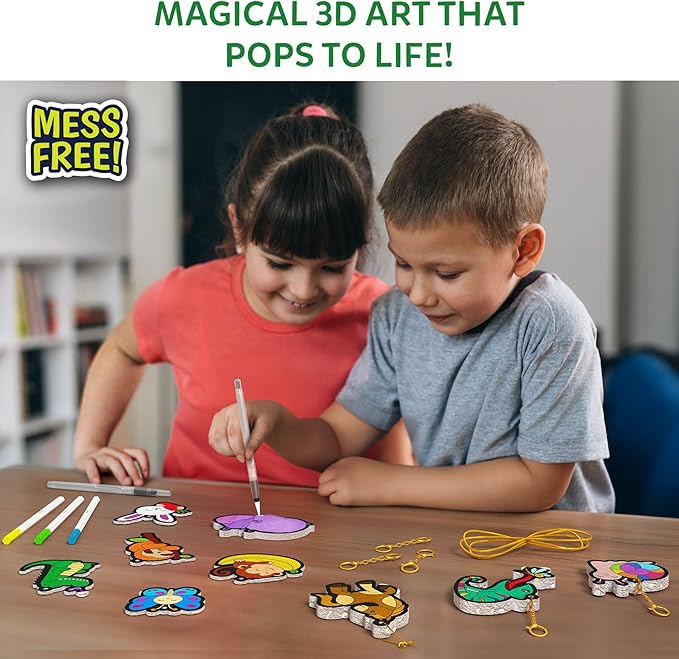 Skillmatics 3D Art Kit - Aqua Puffs Animals, Mess-Free Paint by Number Craft for Kids, DIY Color & Inflate Activity, Travel & Creative Gift for Girls & Boys Ages 4, 5, 6, 7, 8, 9, 10