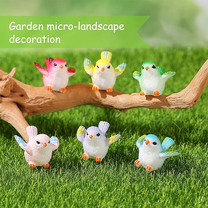 25 Styles Mini Resin Bird Figurines Toys for Kids Small Plastic Fake Little Birds Miniature Animal Bulk Crafts Decoration Outdoor Fairy Garden Accessories