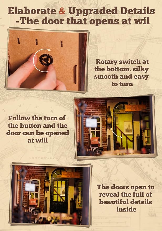 CUTEBEE Book Nook Kit - DIY Miniature House Dollhouse Kit for Adult and Teens, Booknook Bookshelf Decor Alley Model Build with LED Light, Gifts for Family and Friends