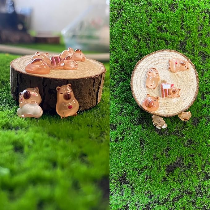 220PCS Mini Capybaras Decor for Dollhouse Resin Tiny capybaras for Crafts Micro Miniature Capybara for Fairy Garden Dollhouse Micro Landscaping Decoration