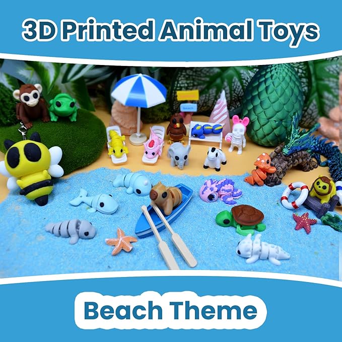 19 Pack 3D Fidget Toys for Kids, 11.8 Inch 3D Printed Dragon Inside Egg, 3D Printed Animals Set for Desk Pets, 3D Printed Toys with Movable Joints, Gift Halloween Toys Decor Desks & Keychain