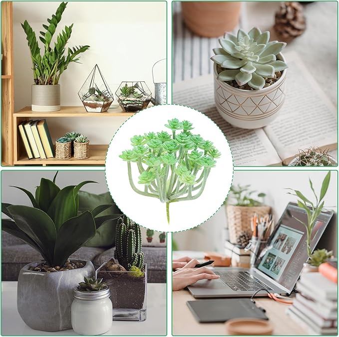 PATIKIL Mini Artificial Succulent Plants, Fake Succulents Plant Unpotted Realistic Textured Succulents for Home Garden Decoration, Green