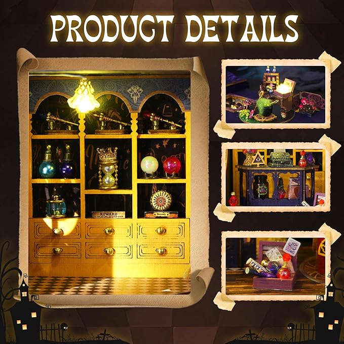 Flever DIY Miniature House Kit, Tiny Home Kit with LED Light, Mini House Build Craft Kits for Adults and Teens, Home Decor Creative Gift for Family/Friends (Magic Energy Station)