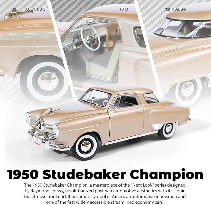 1950 Studebaker Champion 1/18 Scale Die-Cast Metal Model Premium Classic Vintage Alloy Collection Cars with Display Case, for Kids Men and Teens Dad 14+ Year
