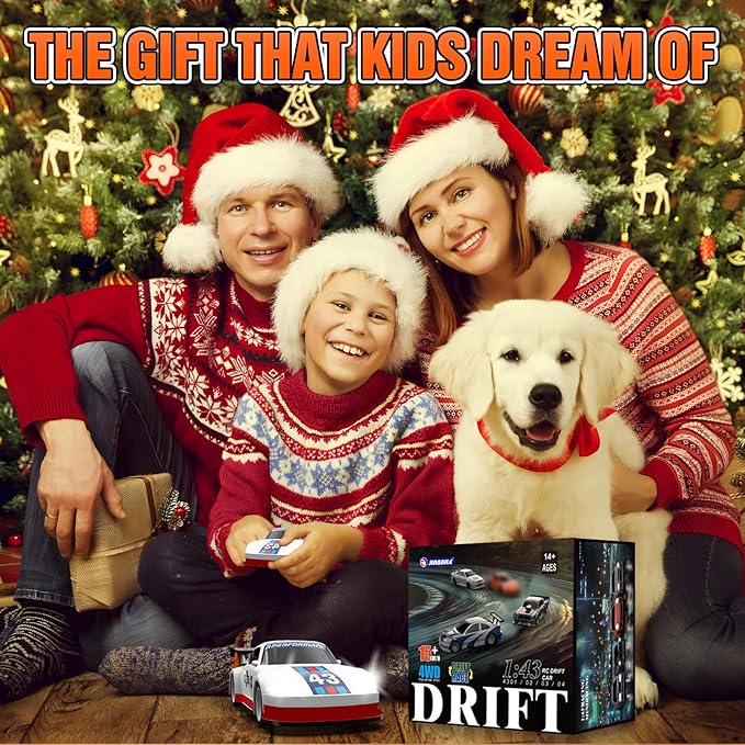 RC Drift car, 1/43 Mini Rc Drift car with Gyroscope, 2.4GHz Full Proportional Remote control Cars, 4WD High Speed Racing with Lights, Racing Tires, Model Cars Gift for Adults, Kids, Boys, Girls