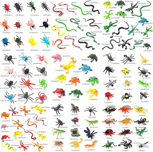 112PCS Realistic Mini Bugs Toy Plastic Insects Figurines For Kid Children Toddler Fake Play Bug For Insect Themed Garden Party Halloween Goody Bag Filler Christmas Stocking Stuffers Cake Topper
