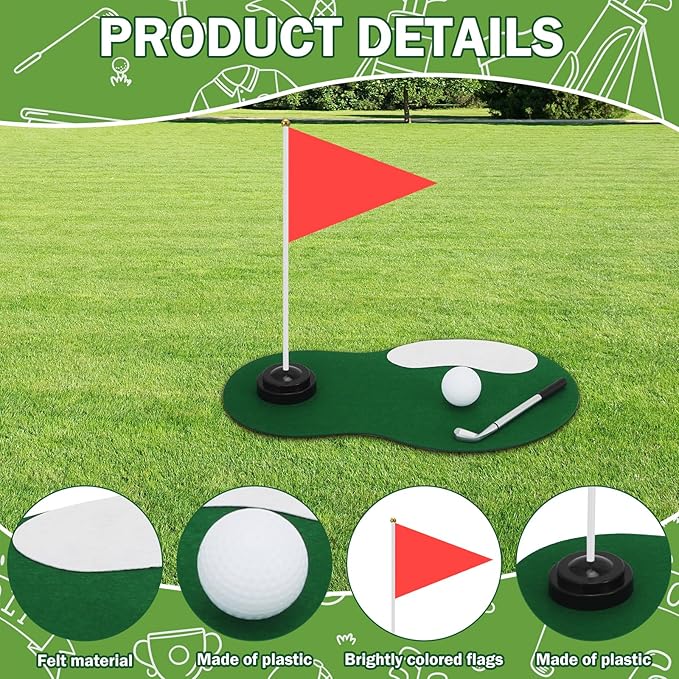 Medoore 6 Set Golf Party Table Decorations Golf Party Supplies Include Ball Sand Trap Red Flags Plastic Flag Stand for Ground Spikes for Golf Themed Christmas Birthday Party Decor