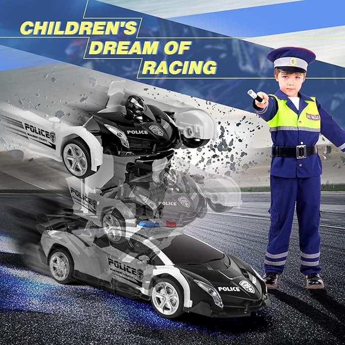 Dolanus Remote Control Car - Transform Robot RC Cars Contains All Batteries: One-Button Deformation and 360 Degree Rotating Drifting, Present Christmas Birthday Gift for Boys/Girls