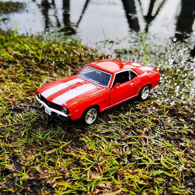 1/36 Scale Diecast Cars,1969 Camaro SS Cars Models,Pull Back Vehicles Toy Cars,Cars Gifts for Boys Girls (Red)