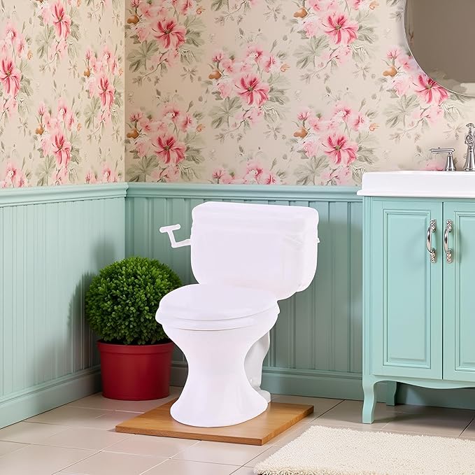 White Dollhouse Miniature Furniture Vintage Bathroom Model Toilet Baby Pretend, DIY Micro Scene Decor
