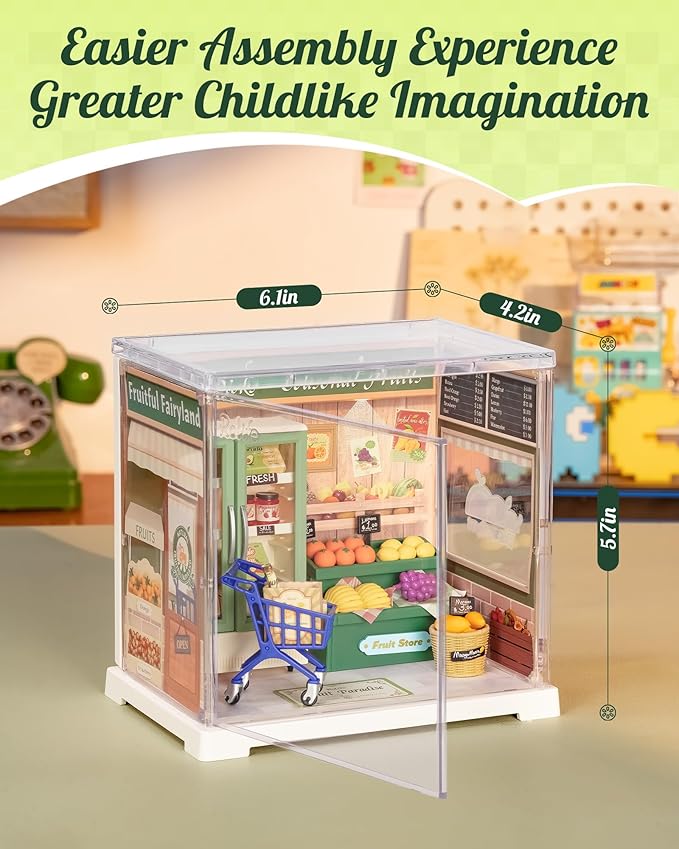 Rolife Super Creator Mini Series Fruits Shop, DIY Plastic Miniature Kits Retail Store Series, Mini Model House Building Set for Teens Aged 14+, DIY Crafts/Hobbies for Adults (Nature Energy Fruits)