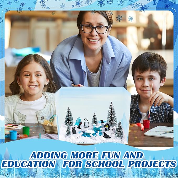 AmazingSpark 2 Set Arctic Style Habitat Diorama Box and Water Sticker Decor, Diorama Project Supplies Set, Cardboard Display Case Kit & Water Sticker with Double Sided Tapes for DIY Crafts Dollhouse