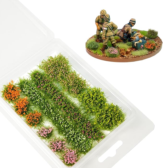 Warmtree 12 Pcs Miniature Colorful Flower Cluster Miniature Flowers Static Grass Tufts for Diorama Supplies Woodland Scenics Terrain Railway Scenery Table Landscape(Orange Pink)
