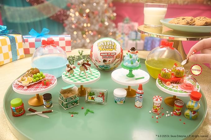MGA's Miniverse Make It Mini Holiday 2025 (3 Pack), The Grinch Dr. Seuss, Mini Collectibles, Mystery Blind Packaging, Seasonal, DIY, Crafts, Resin Play, Replica Food, NOT Edible, Collectors, Gift, 8+