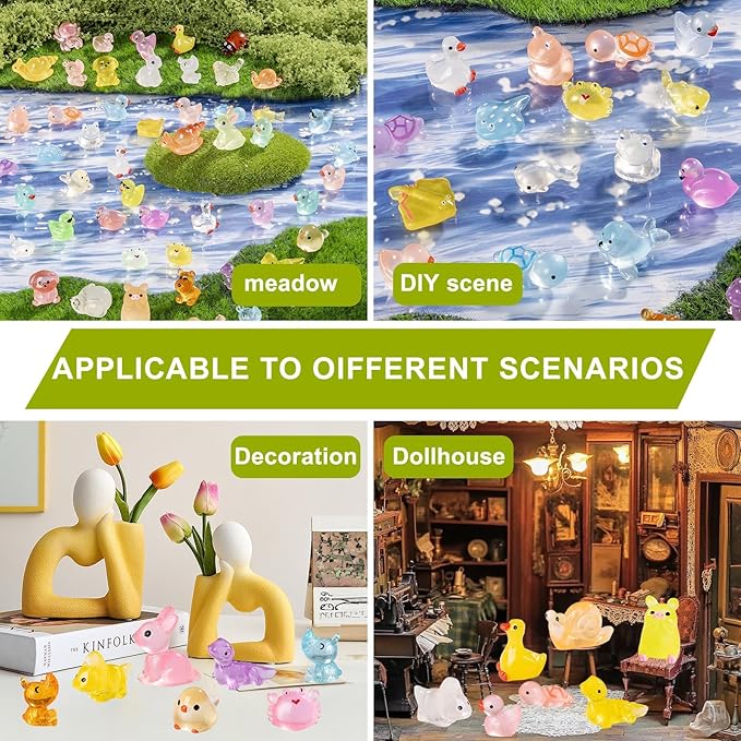 120 Pcs Mini Animals Tiny Animal Figurines Bulk for Miniature Fairy Garden Decoration Accessories Micro Landscape Aquarium Potted Decoration