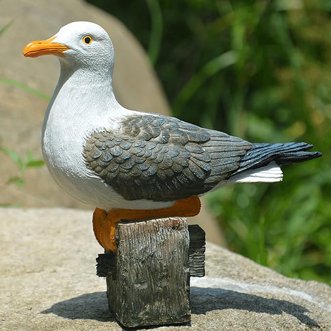 coolboy Real Seagull Figurine,Garden Bird Figurine Statue,Bird Decorations for Home,Best Indoor Outdoor Statues Yard Art Figurines for Patio Lawn House