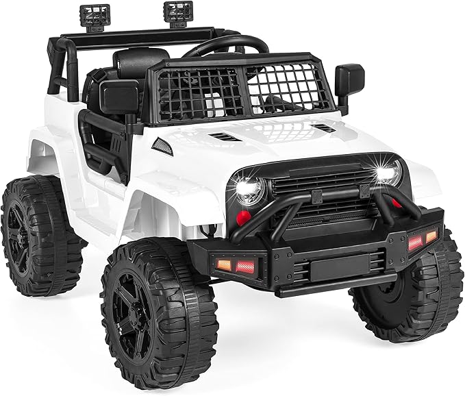 Best Choice Products 12V Kids Ride On Truck Car w/Parent Remote Control, Spring Suspension, LED Lights, AUX Port - White