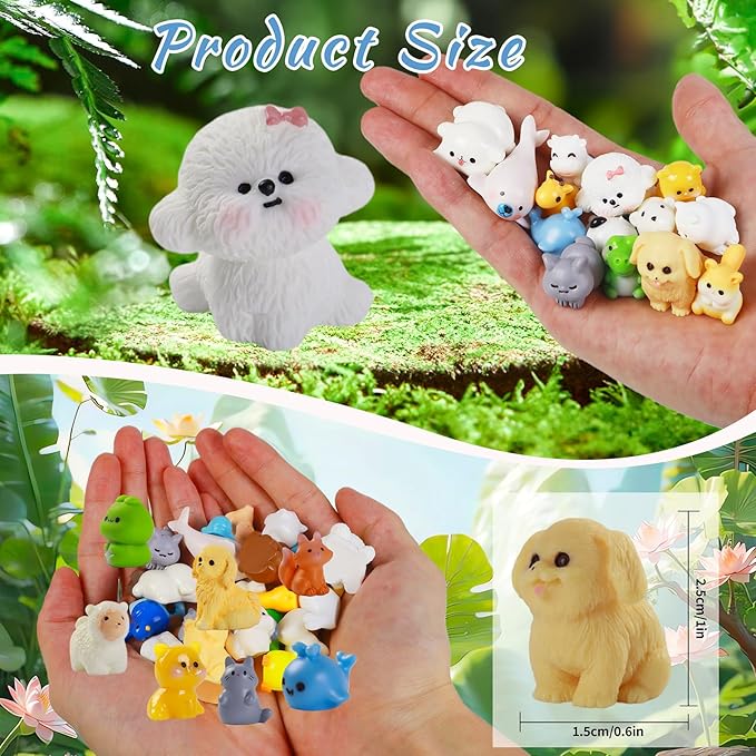 45 Pcs Mini Resin Animals Figures,45 Styles Tiny Miniature Resin Animals for Creative Crafts Ornaments, Fairy Gardens Decor and Dollhouse Hide Accessories