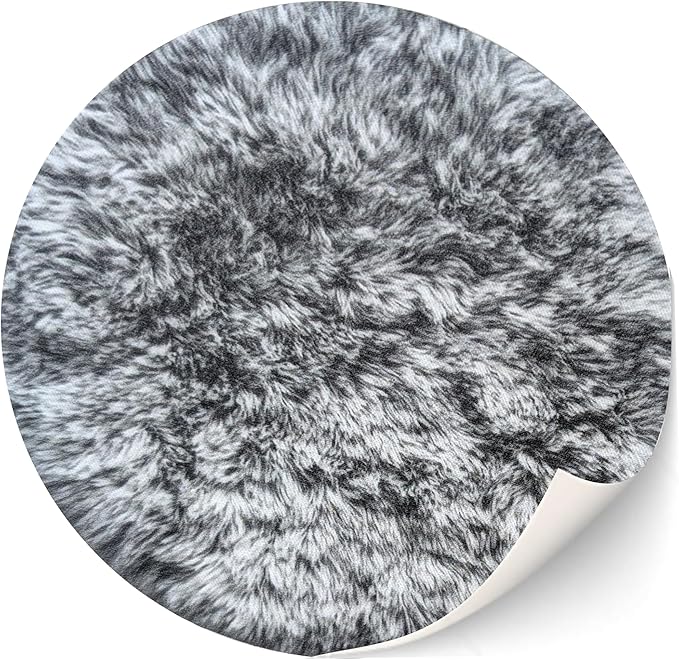Self-Adhesive Carpet with Real Textile Structure for Dollhouses Scale 1:12 (Fluffy Carpet Round Gray)
