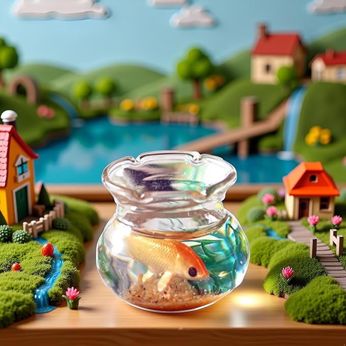 Dollhouse Miniature Goldfish Bowls, Chic Miniature Fish Tank with Smooth Surface, Realistic Resin Dollhouse Fish Tank Accessories for Garden Scene Decor, Dollhouse Accessories (1.06"x0.51"x1.02")