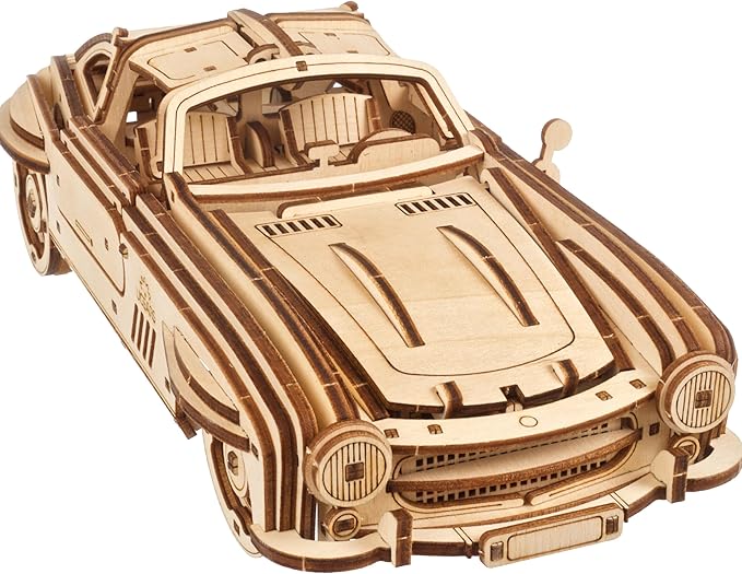 UGEARS Winged Sports Coupe Model Car Kit - 3D Wooden Puzzle for Adults – Model Kit for Adults to Build - DIY Wooden Car with Authentic Gull-Wing Design, 3D Puzzle