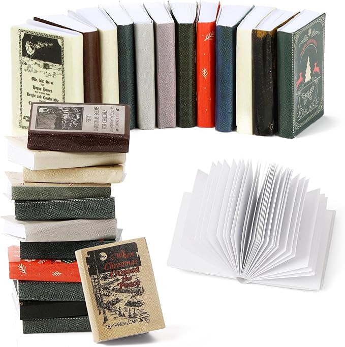 Christmas Mini Books, 24pcs 1:12 Miniature Books, Tiny Books for Dollhouse Accessories, Xmas Mini Stuff for Miniature Lovers (Christmas)