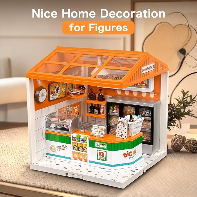 Hallisun LED Building Blocks for Adults, 1:24 DIY Miniature Dollhouse Kits with Roof & Dustproof Cover, Tiny House Toy Building Sets for Kids Ages 8-12-15, Birthday Hobbies Gift for Men Women Boy Girl