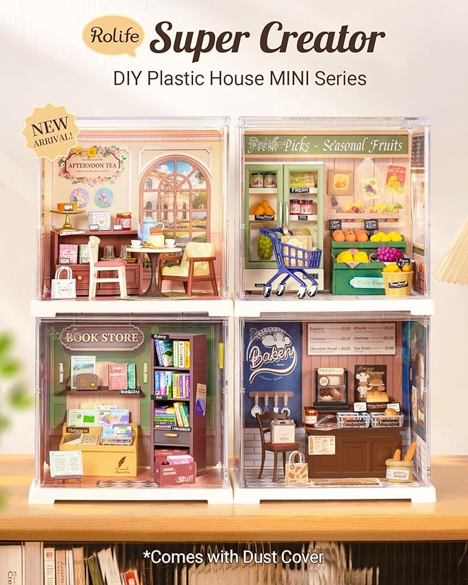 Rolife Super Creator Mini Series Fruits Shop, DIY Plastic Miniature Kits Retail Store Series, Mini Model House Building Set for Teens Aged 14+, DIY Crafts/Hobbies for Adults (Nature Energy Fruits)