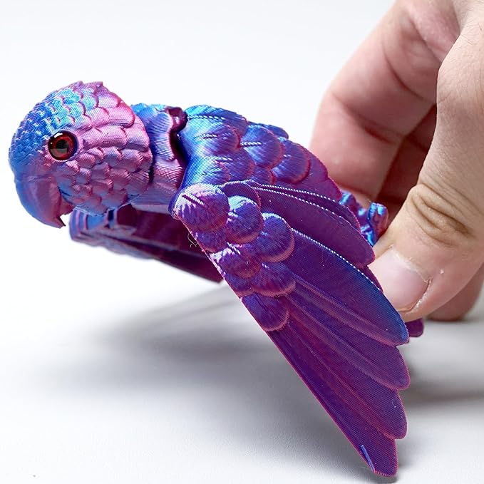 3D Printed Flexible Parrot Model,Bird with Wing,Movable Joints,Home Office Decor,Interesting Toys for Autism/ADHD,Festival Gifts toco,Fidget Toys, Executive Desk Animals Toy (Colorful 2)
