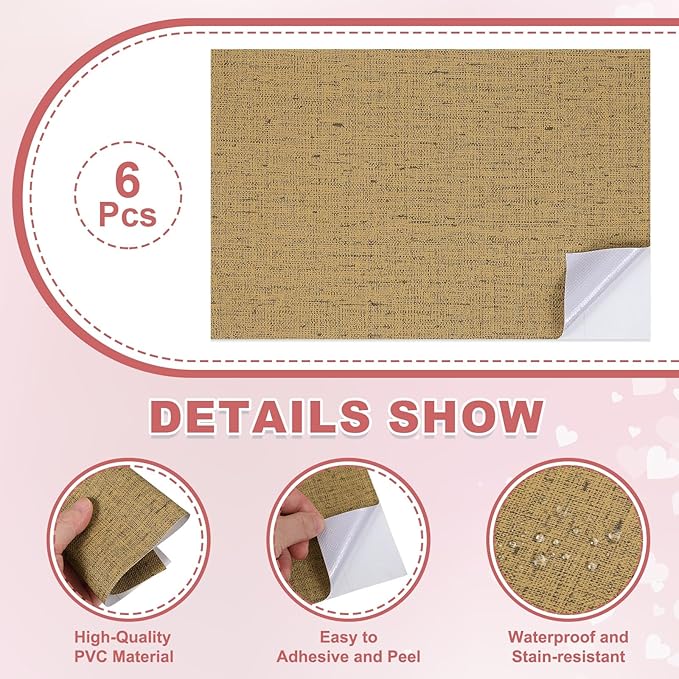 uxcell 12 Sheets Miniature Dollhouse Wallpaper, Linen Texture Self-Adhesive PVC Flooring Wall, Mini Wall Decor for Dollhouse Sand Table Model Accessories 11.81 x 7.87 Inch (Coffee)