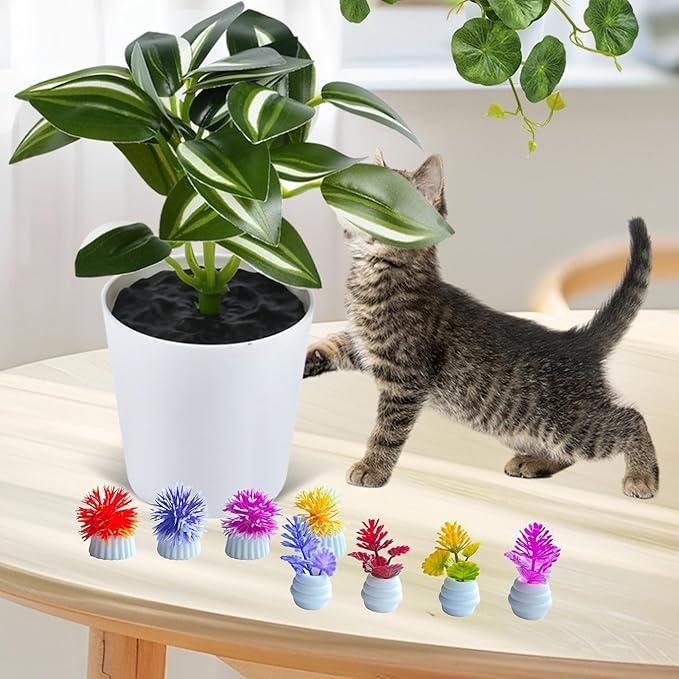 8 Pcs Miniature Potted Plants Set – 1:12 Scale Dollhouse Greenery Ornaments, Realistic Tiny Bonsai & Flower Pots for Fairy Garden, Terrarium, Desk Display, DIY Craft & Micro Landscape Decoration（ A ）