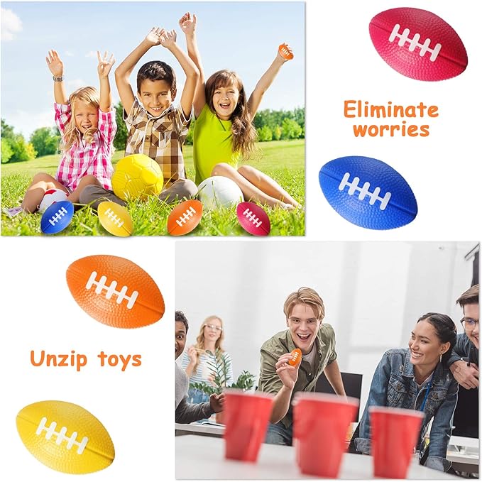 Blulu 30 Pack Mini Footballs Foam Stress Ball Bulk 2.17" for Kids Adult School Party Favor Gift Small Sports Valentines Ball Toy for First Year Down Birthday Party Homecoming Game Goodie Bag Stuffer