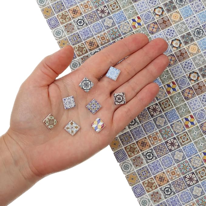 300pcs Miniature Floor Tiles for Dollhouse 1:24 Scale, Gypsum Mosaic Decor Kit, REDUCIO!