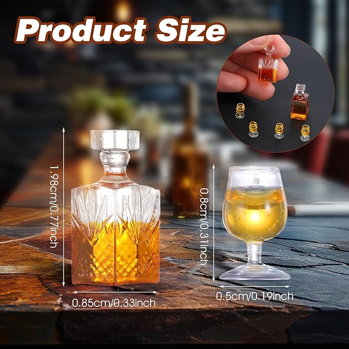 JJUNW 6 Pcs 1:12 Scale Dollhouse Miniature Accessories, A Set of Exquisite Mini Whiskey Wine Bottle Bar Model, Verisimilitude Mini Whiskey Wine Decoration for Décor Dollhouse Accessories (Brown)